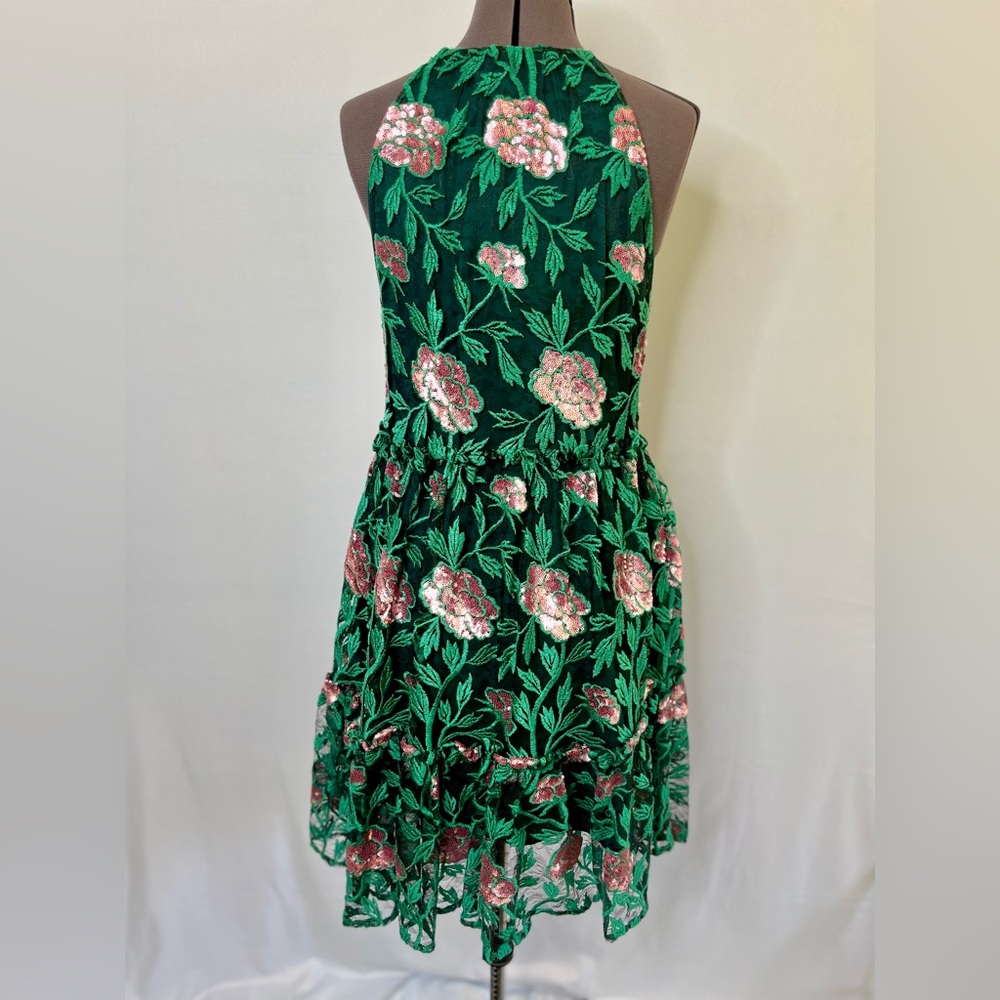 Belle Badgley Mischka Green Pink Sundress - Picture 2 of 11